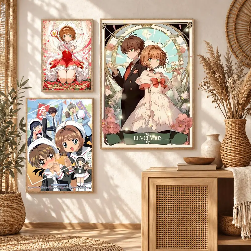 Cute Classic Anime C-Cardcaptor Sakura Poster Premium Modern Waterproof Wall Art Pictures for Bedroom Living Room Bar Decor
