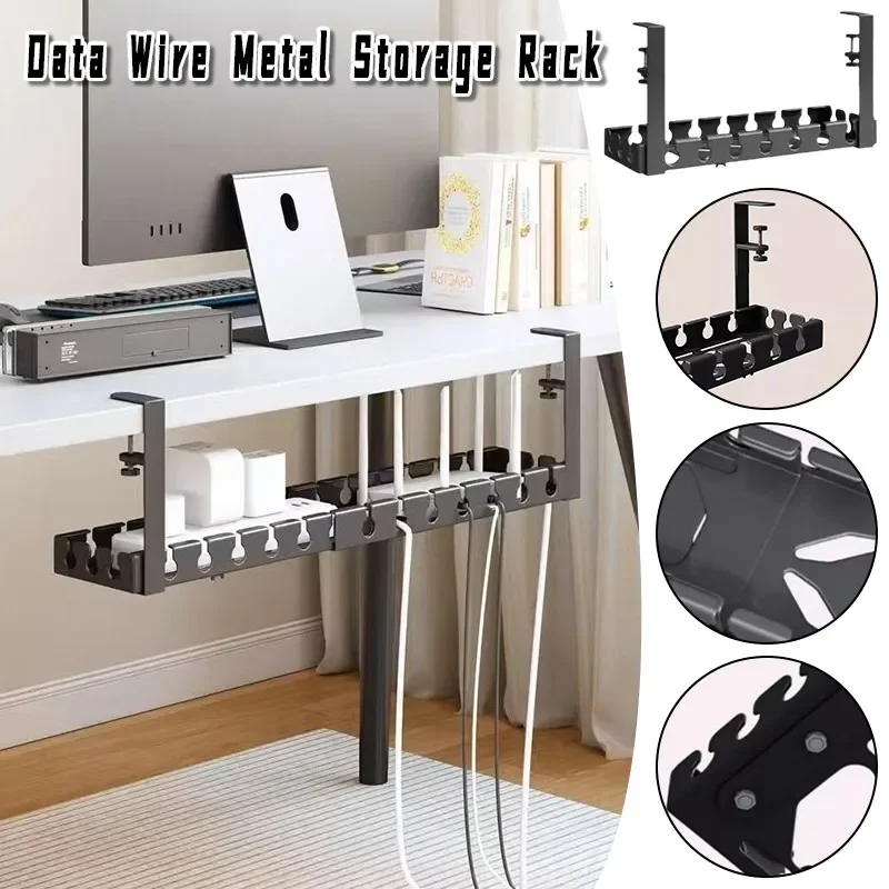 no-drilling-under-desk-wire-management-tray-adjustable-wire-organizer-power-cord-socket-storage-rack-retractable-cable-organizer