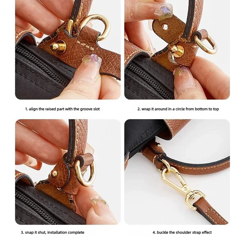 Handtaschen-Zubehör ohne Lochung: Verstellbarer Leder-Ersatzriemen 1,2 cm Schultergurt ohne Stanzen – Detail 5