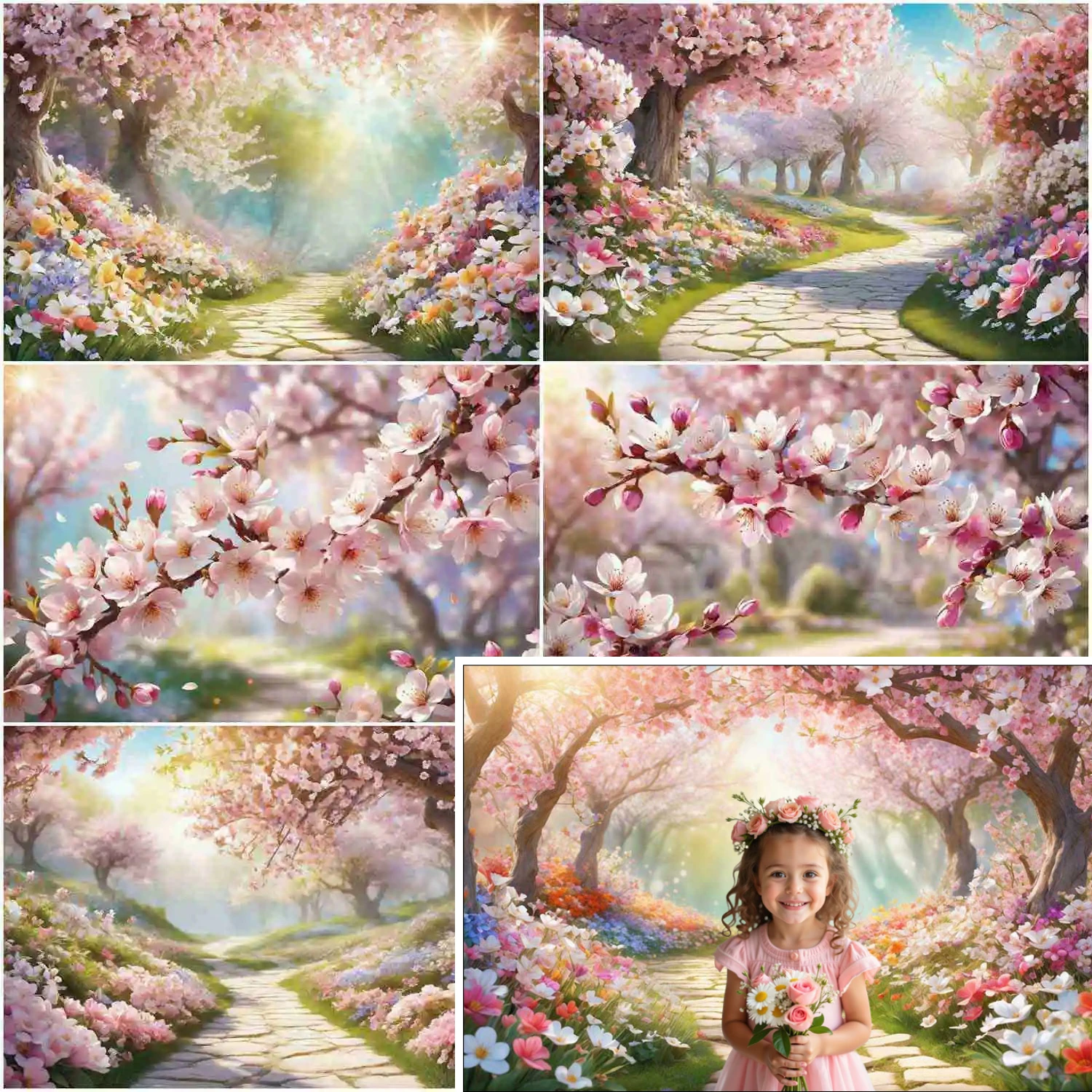 

MOON.QG розовые цветы сакуры, Фотофон, реквизит для детской фотосъемки