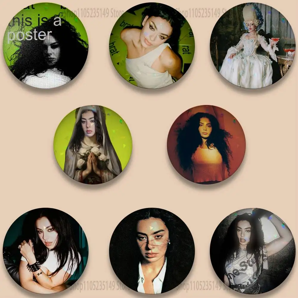 Singer Charli Xcx Pins 58mm Cute Cartoon Badge Handmade Brooches for Backpack Accessories Jewelry Gifts