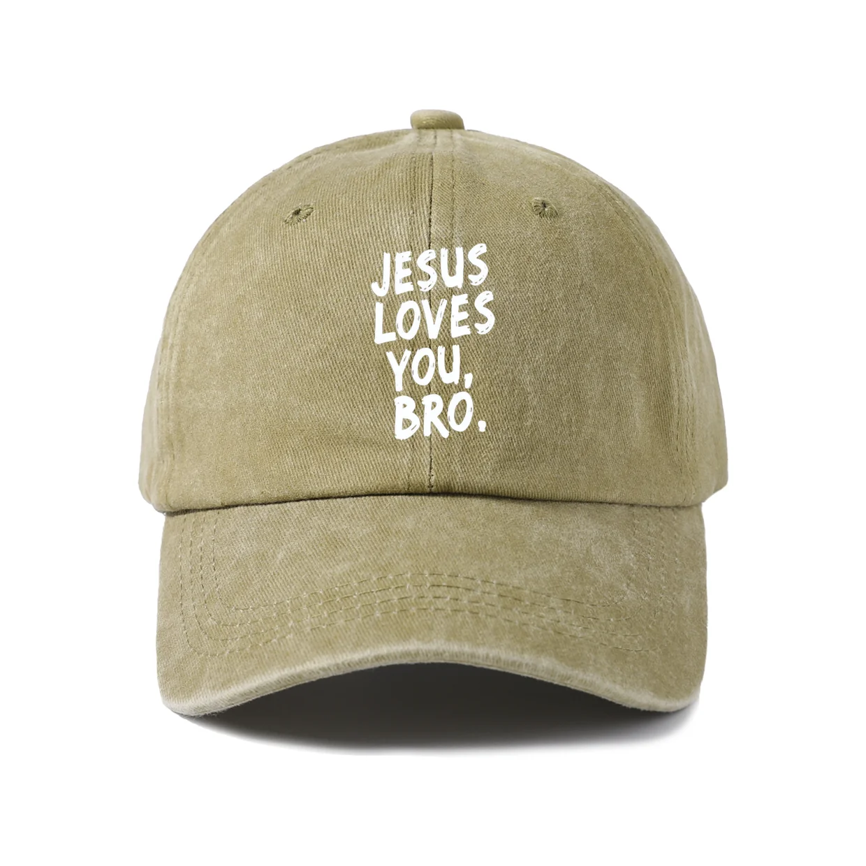 Jesus Loves You Quote Graphic Baseball Cap, Vintage Washed Adjustable Unisex Dad Hat, Everyday Gift