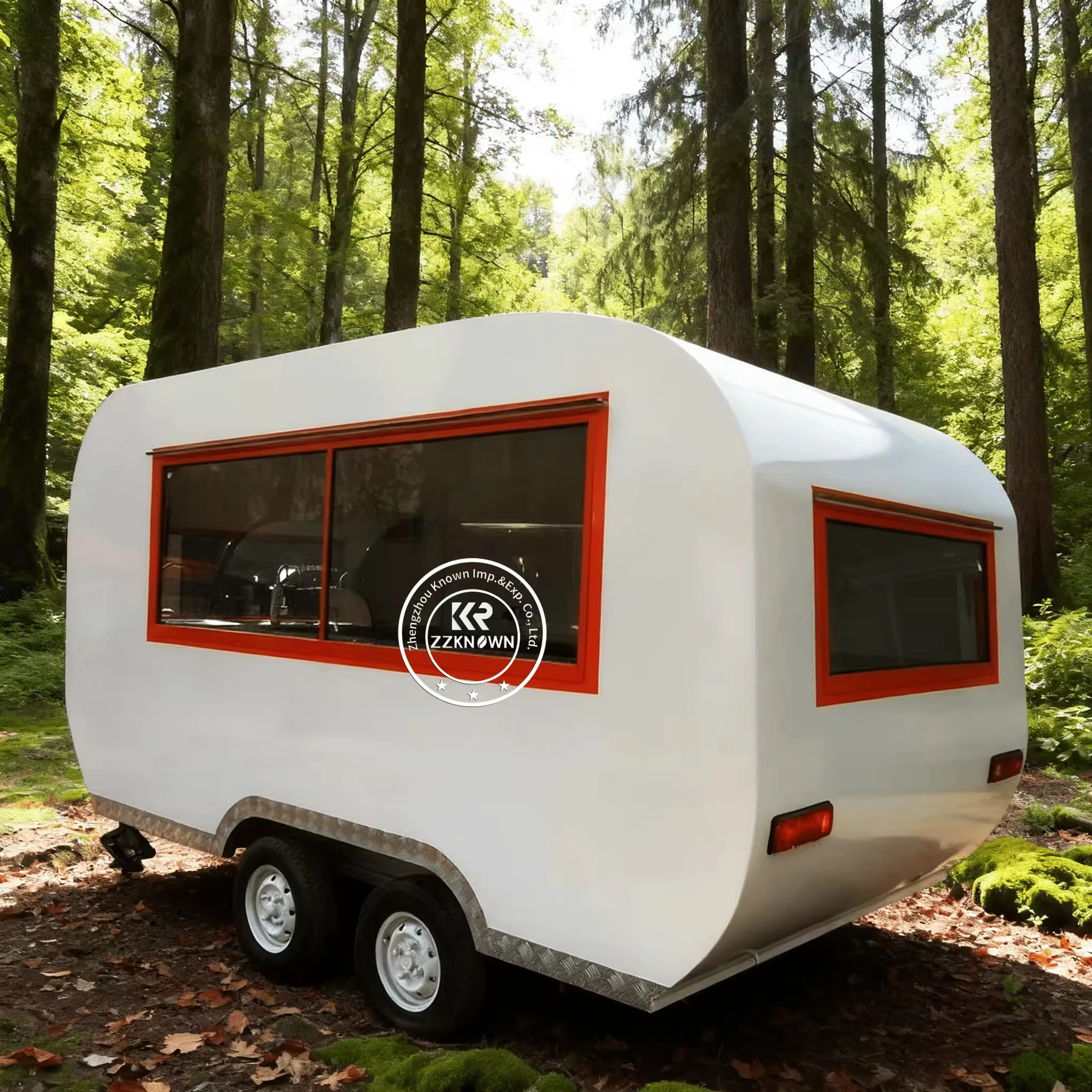 Modern Kiosk Design Hot Coffee Truck Black and Red Candy Food Carts Outdoor Food Kiosk Breakfast Food Trailer