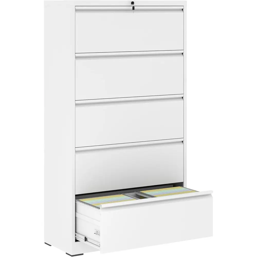 

35 White Powder-Coated Steel File Cabinet with Silent Ball-Bearing Slides for Home or Office