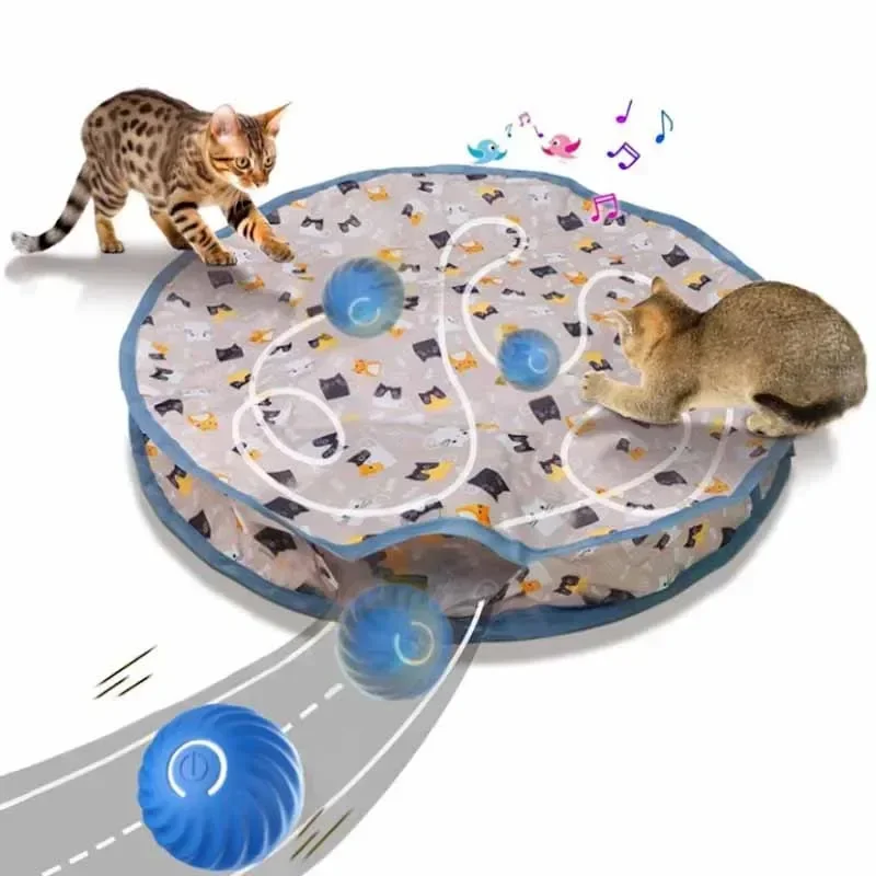 Interactive Cat Toys Ball Fast Rolling in Pouch Hide and Seek Kitten Toy Motion Activated Interactive Cat Toy for Indoor New