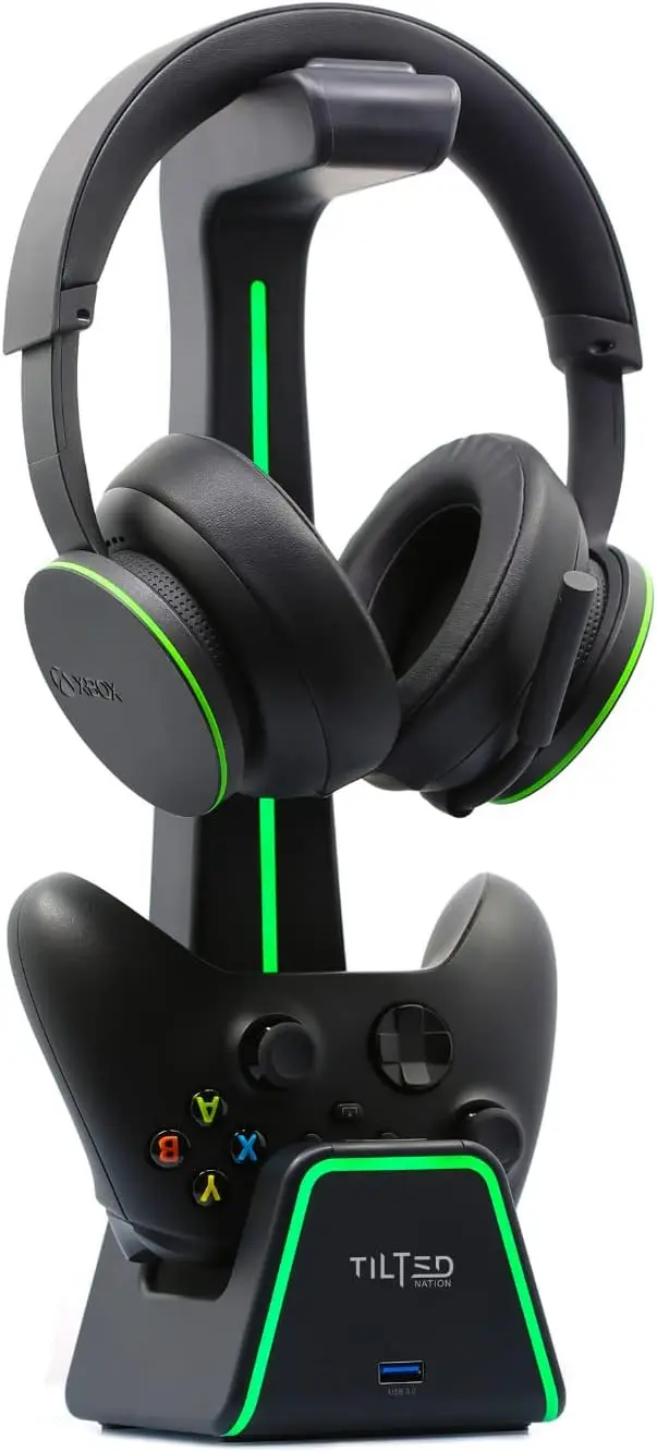 

3-in-1 Gaming Headset & Controller Stand for PS5/Xbox Series X with Magnetic Charger - Desk Organizer