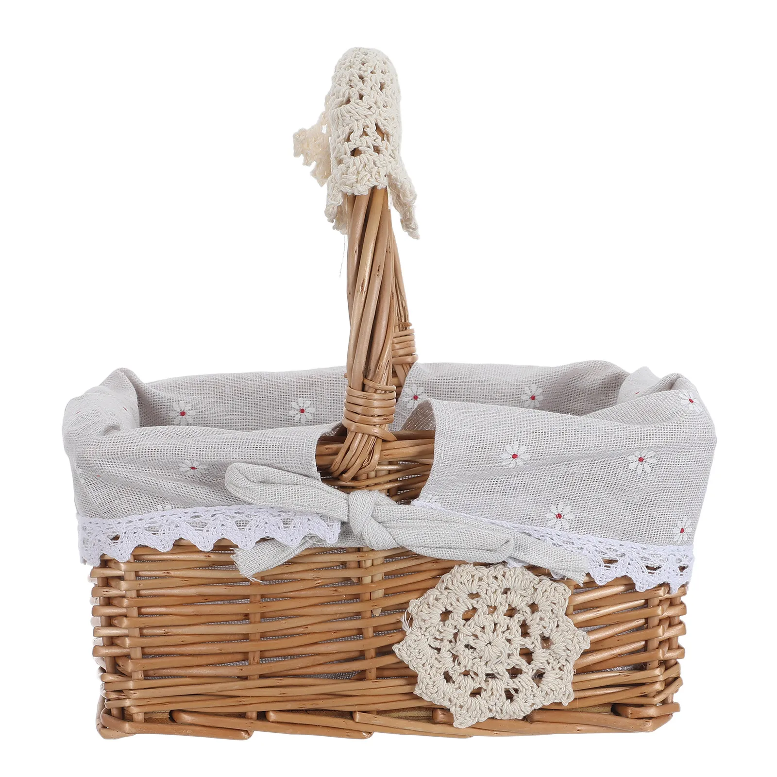 Portable Rectangular Willow Basket for Vegetable Storage & Space Saving – Handwoven Fall Decor