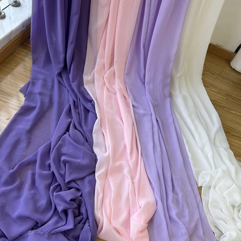 Pink Purple Chiffon Fabric Drape Curtain Georgette Cloth For Dress Shirt Handmade DIY Backdrops Decoration Sewing Material