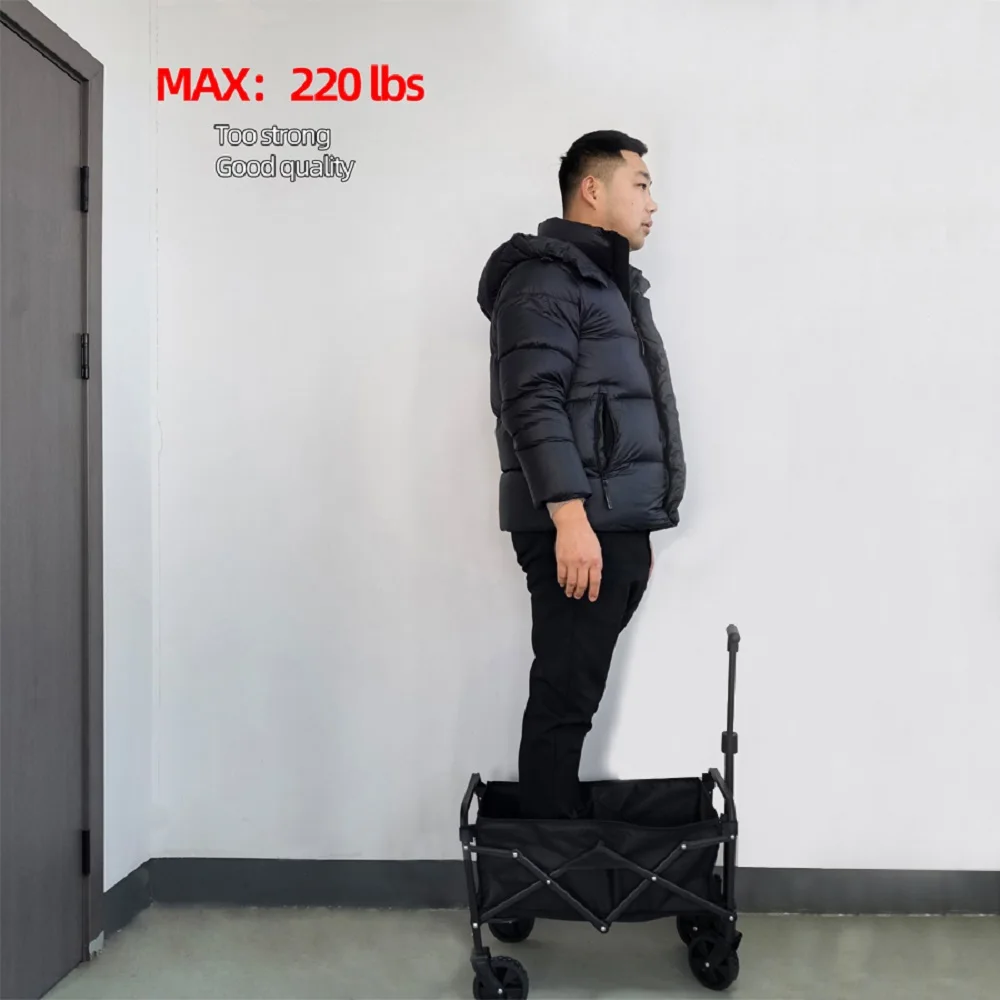 รถเข็นพับได้ขนาดใหญ่ แข็งแรง ทนทาน สำหรับใช้งานกลางแจ้ง พกพาสะดวก เหมาะสำหรับการช็อปปิ้ง ชายหาด และสวน