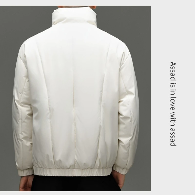 سترة رجالية مبطنة بالقطن على طراز شبابي جديد 2025 - أوف وايت (أسود/قهوة) S-3XL خفيفة الوزن للدفء ملابس يومية