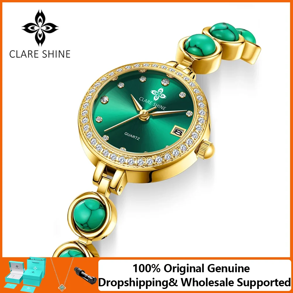 

CLARE SHINE Women's Quartz Wristwatch Necklace Gifts Box Set Starry Eyes Series Elegant Retro Luxury Diamond Ladies Dress Watch