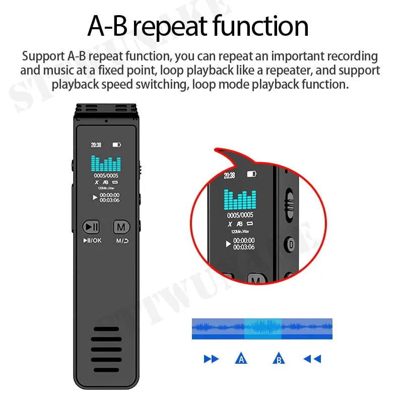 Bluetooth Digital Voice Activated Recorder Professional Sound Recording Device Audio Listening Dictaphone STTWUNAKE