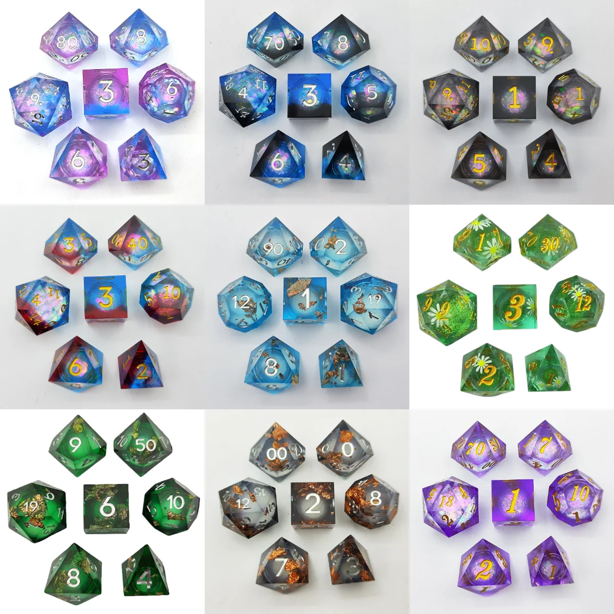 Resin dice liquid core quicksand dice polyhedron mathematics teaching Cthulhu running group board game game role-playing D20 D10