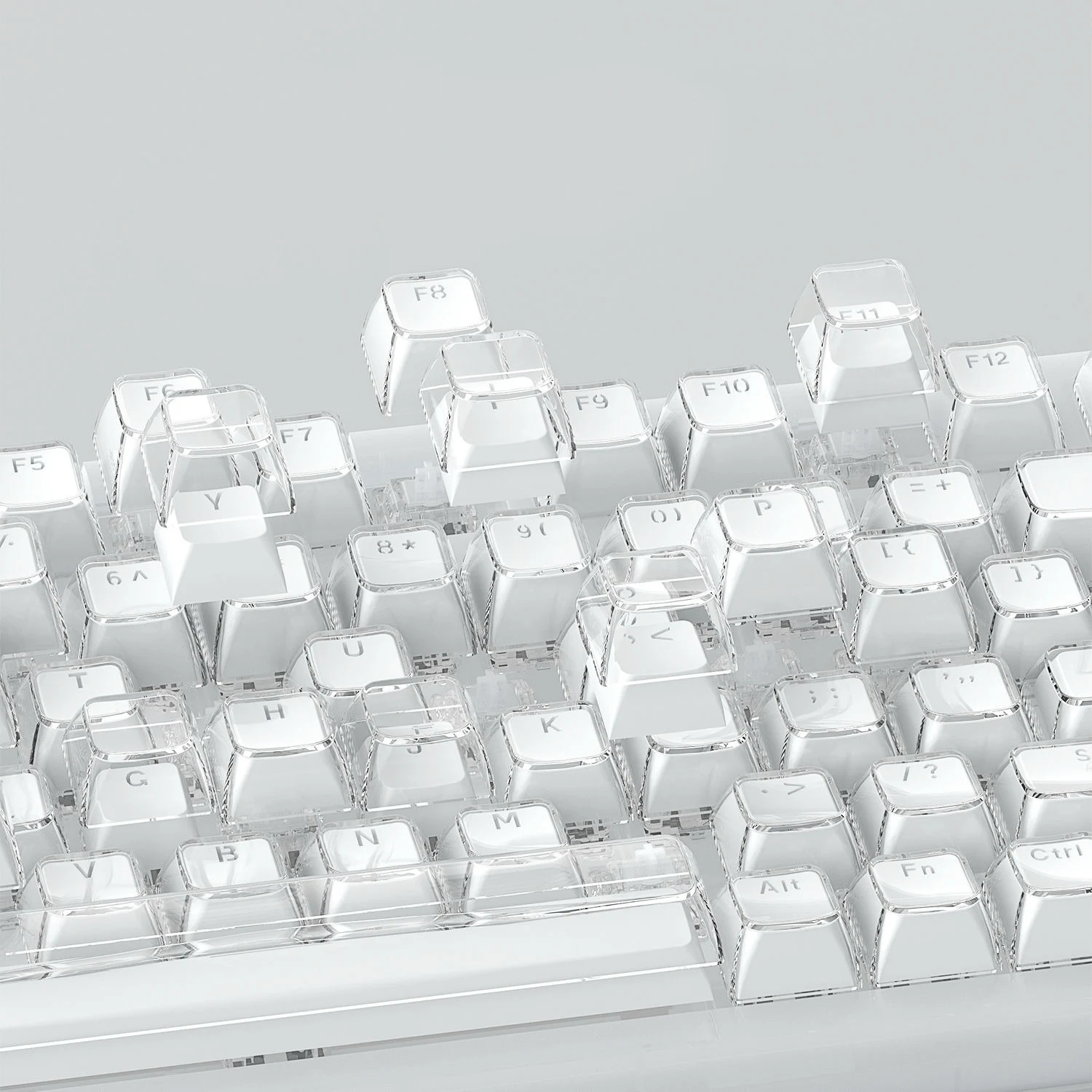 Jelly Crystal Keycaps Translucent Keycaps 136 Keys Mechanical Keyboard for ANSI Layout ASA for 61/87/104 Keycaps DIY 6.25u Keys