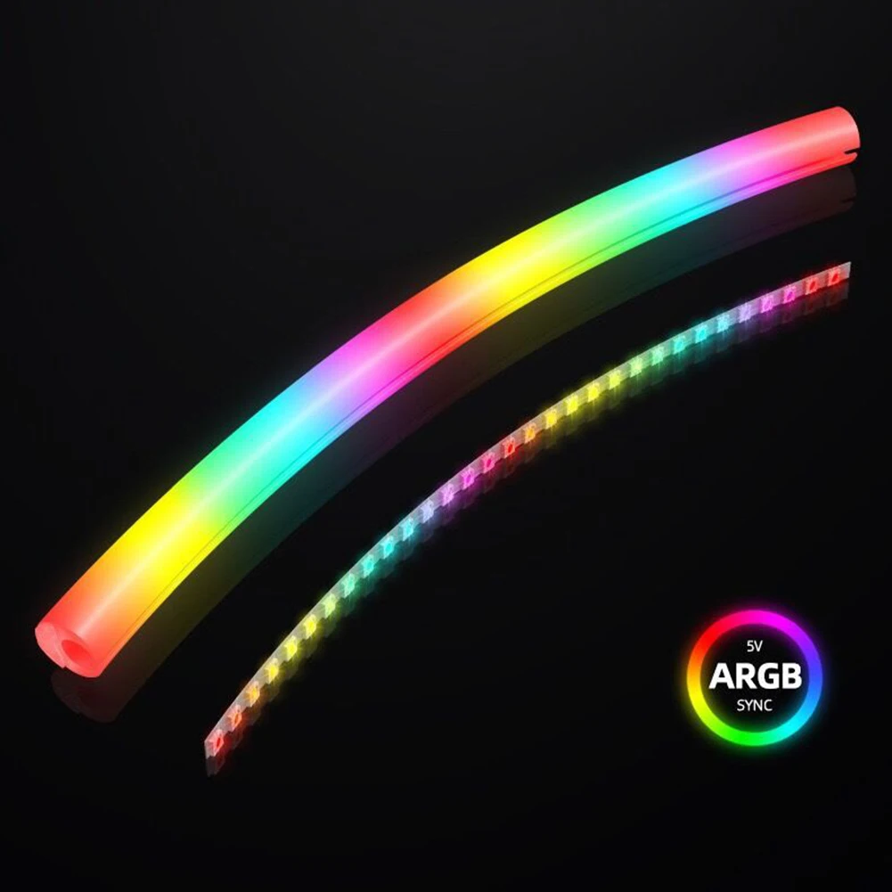 2 PCS Silicone Tube Sleeve 5V 3PIN ARGB Luminous Sleeve Water Cooling Raditor Tube Soft Tube ARGB Vest Computer Case Decoration