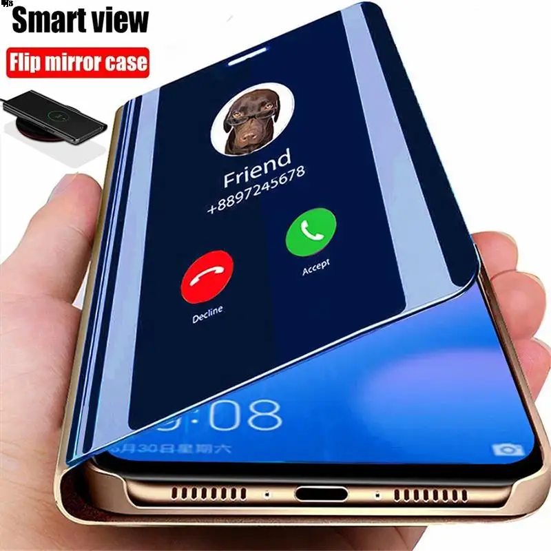 Custodia Flip Smart Mirror di lusso per Samsung Galaxy A32 A52 A72 5G A02s A12 A02 A82 M62 F62 M12 Cover per telefono Coque Fundas