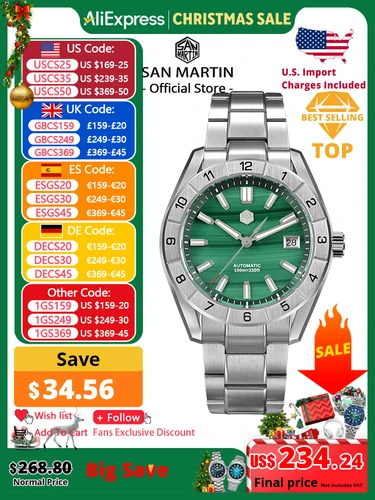 Imagen 1 del producto San Martin nuevo 42mm esfera de piedras preciosas de pavo real NH35 reloj de lujo para hombres zafiro mecánico automático 100M impermeable luminoso SN0130