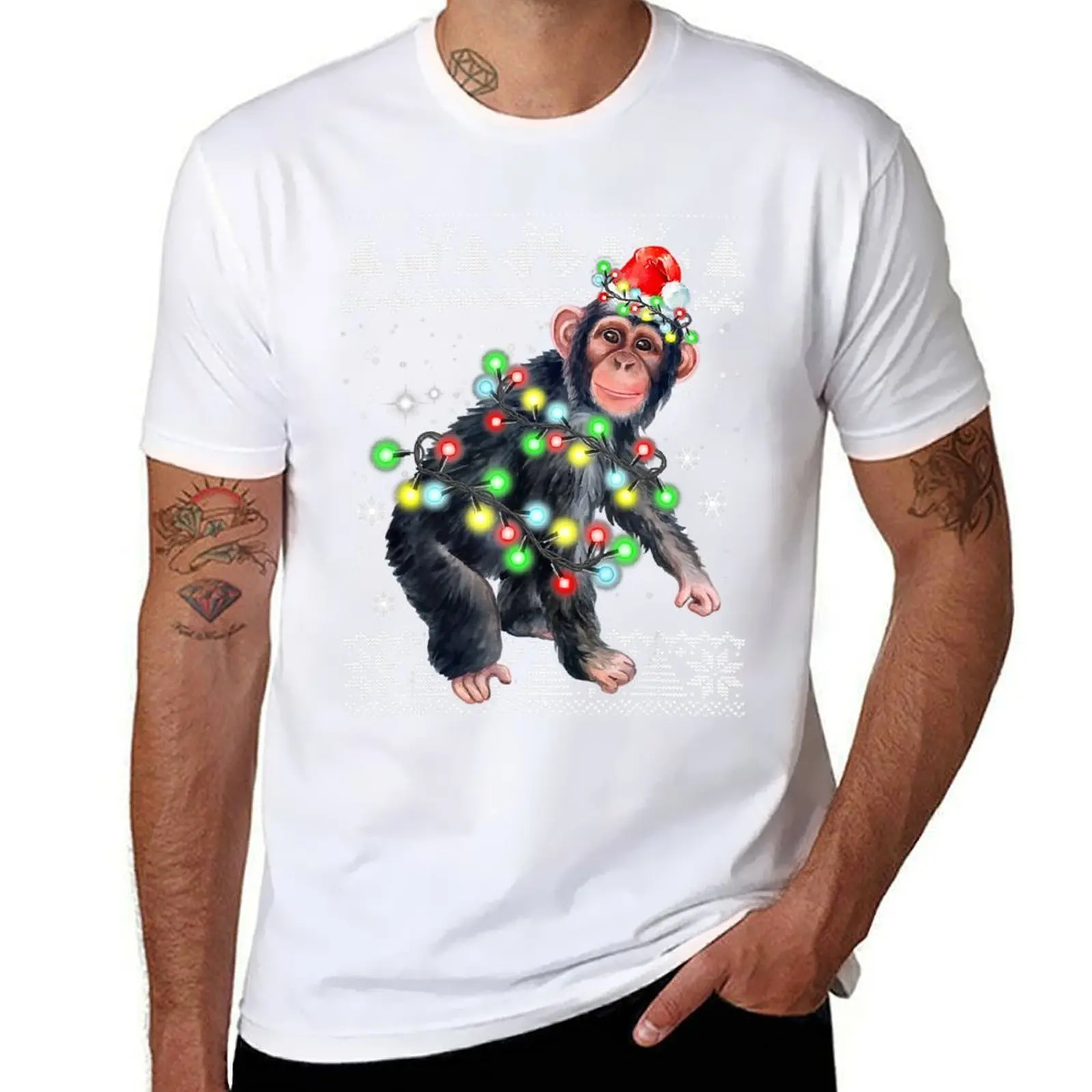 

Chimpanzee Monkey Ugly Christmas Pajama Xmas Monkey Gifts T-Shirt funny t shirts man t shirt man designer T-Shirt
