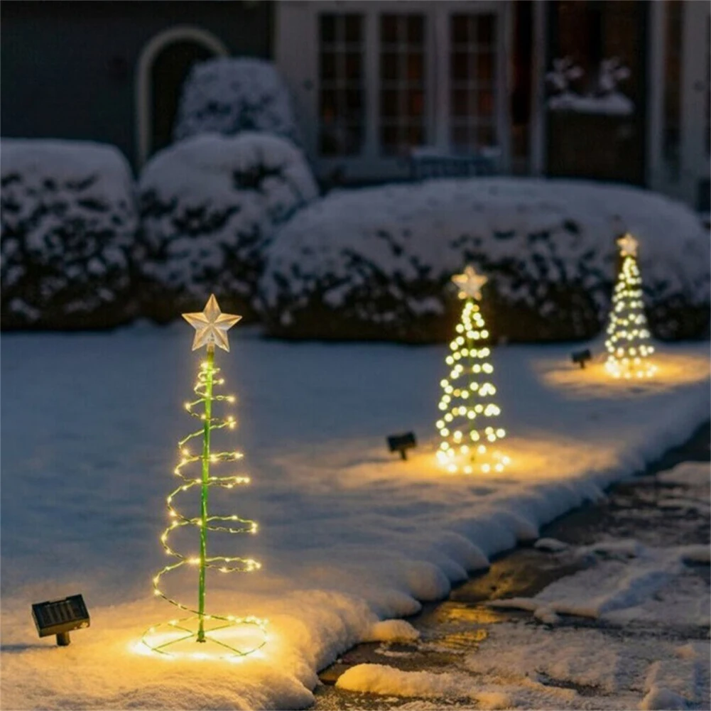 Guirxiété lumineuse solaire pour sapin de Noël, jardin extérieur, lampe au sol à LED, guirxiété lumineuse étanche, lumière du soleil de vacances, nickel é