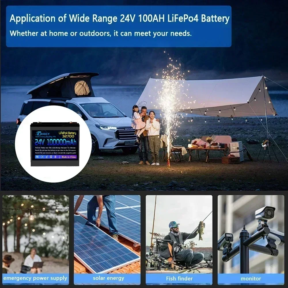 24V 150AH LiFePO4 32700 batterij Ingebouwde 120A BMS RV oplaadbare lithium-ijzerfosfaat, Solar Marine Overland off-grid batterij