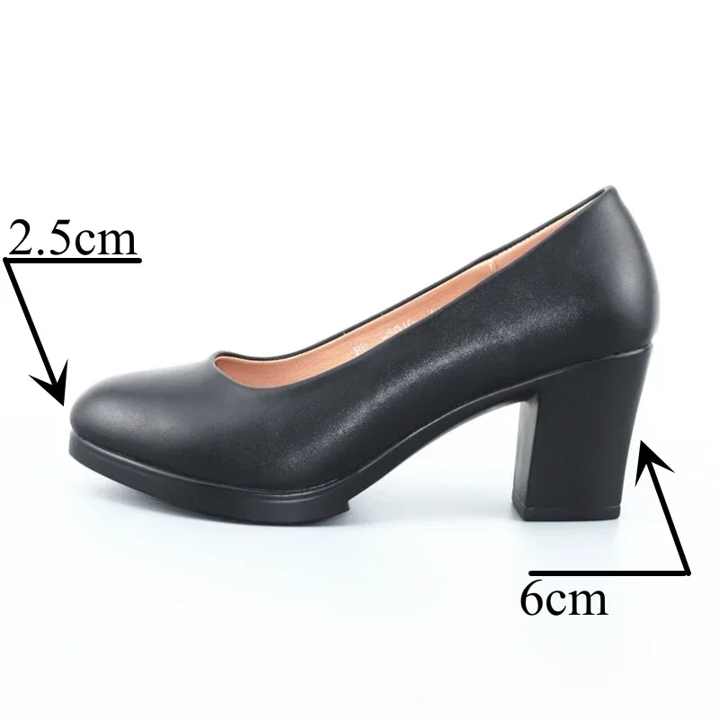 6cm Small Size 32-43 Shallow Formal Dress Shoes Women Pumps 2024 Black Med Block Heels Shoes Platform for Office Court Work Mom