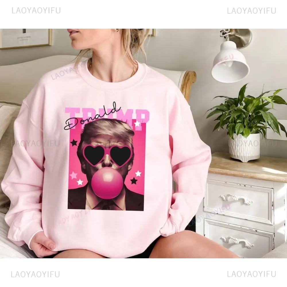 Donald Trump Sweatshirt Election Trump Pink Sun Glasses Trump Bubble Gum Drop-shoulder Sleeve Hoodies Bubblegum Hoody