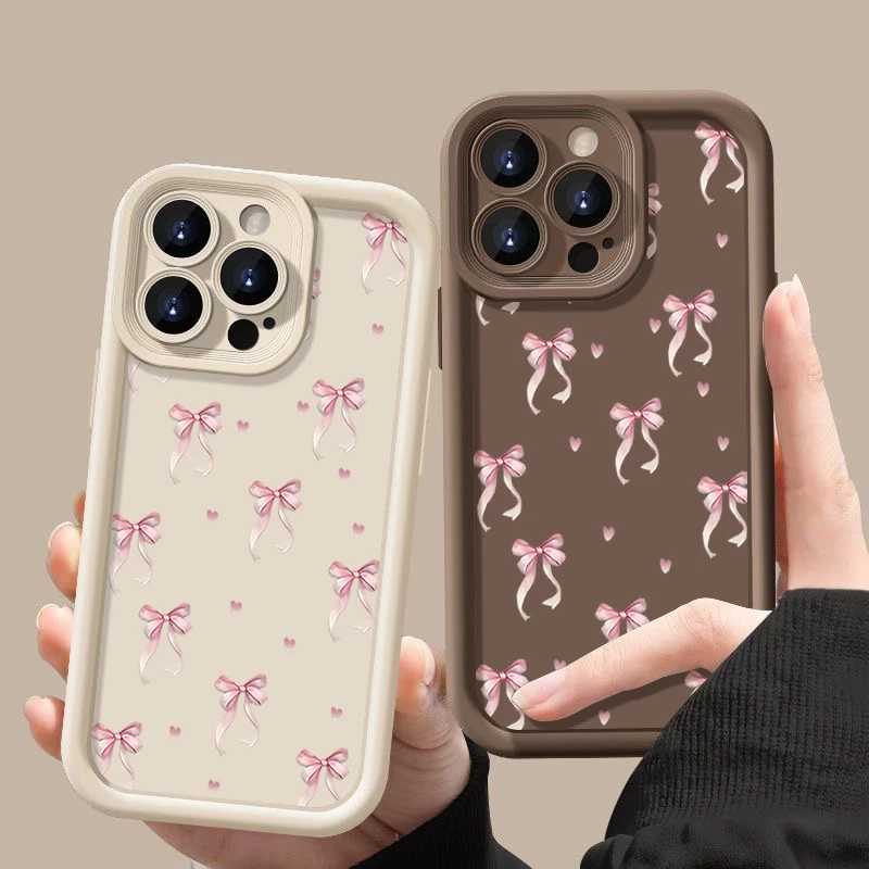 Stoßfeste, mit rosa Schleifenmuster bedruckte Hülle für iPhone 18 Pro Max, 17, 17e, 16, 15, 14, 13, 12, 11 Pro Max, 16e – weiche Silikon-TPU-Handyhülle. – Detail 1