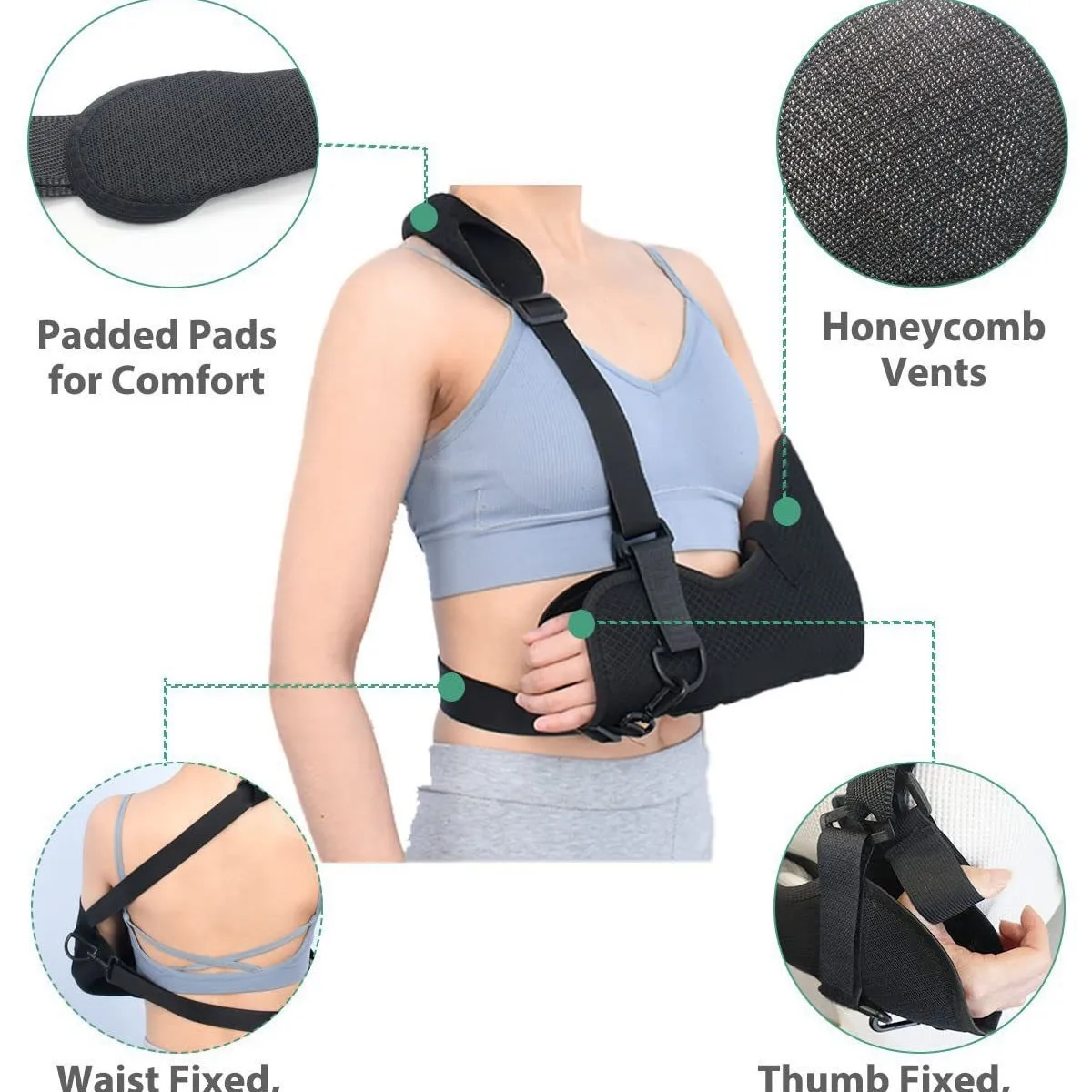 CZHIYAO Supregear Arm Sling Lightweight Adjustable Mesh Shoulder Immobilizer for Injury Broken Fractured Bones Left Right Arm - Image 2