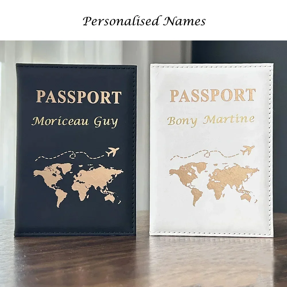 Golden Color Personalized Passport Cover Travel Women PU Custom Name Passport Holder Travel Passport Case Wedding Gift