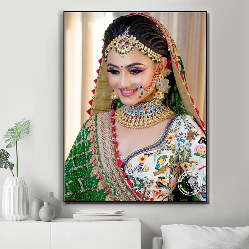 5D Arab Muslim Woman Photo Diamond Painting Indian Bridal Makeup Wall Art Cross Stitch Kits Embroidery Picture Mosaic Home Decor