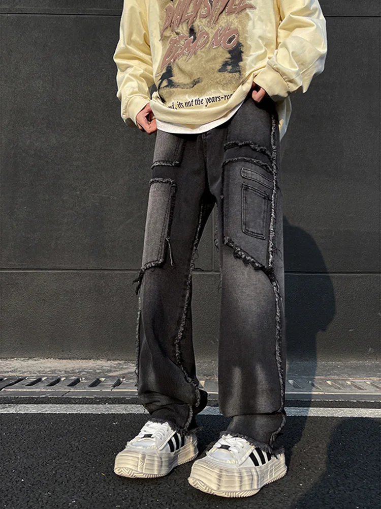 

Advanced Feel Trendy Men's Denim Jeans Spring 2024 New American High Street Cool Teenage Youth Micro Flared Pants