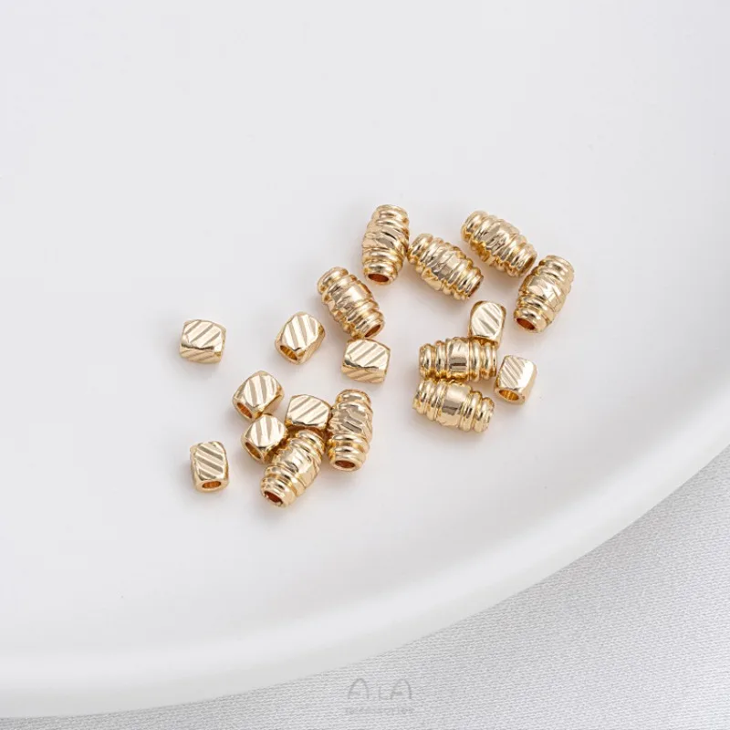 14K Gold Car Flower Square Bead Batch Flower Bucket Rice Bead Handmade DIY Beaded Bracelet Necklace Jewelry Bead Partition