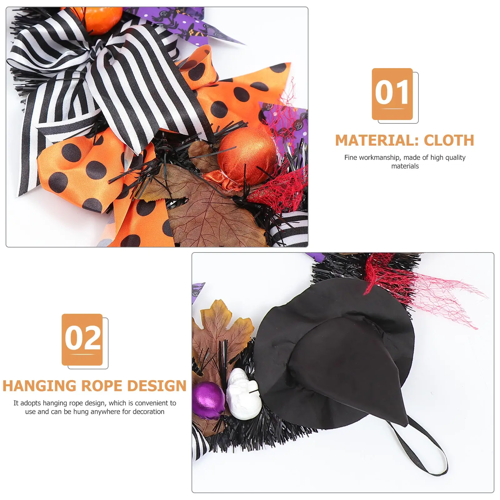 

Pumpkin Skull Pendant Door Wreath Halloween Decor Decorations Festival Hanging Ornament Decorate