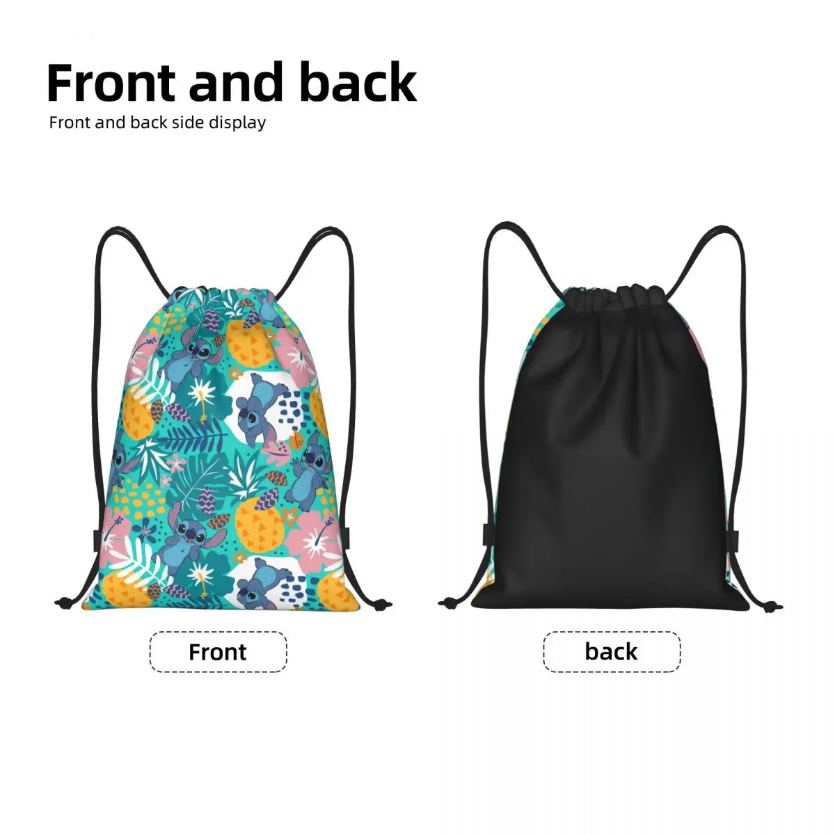 Custom The Jungle Lilo Stitch Drawstring Backpack Sports Gym Bag for Women Men Animated Cartoon Training Sackpack