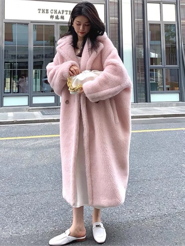 Women Winter Faux Fur Warm Long Coat Long Sleeve Female Thick Teddy Bear Coat Casual Loose Oversize Outwears