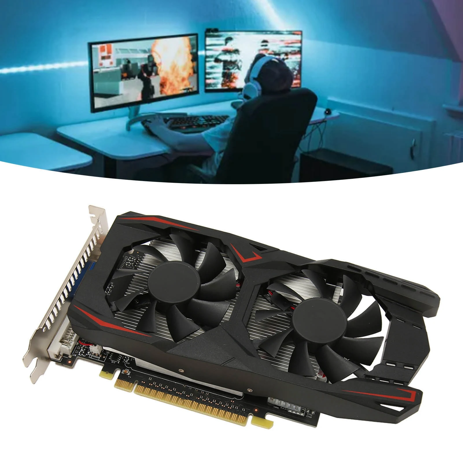 بطاقة رسومات مروحة مزدوجة 4 جيجابايت GDDR5 128 بت تبريد سريع منخفض الضوضاء لعبة فيديو بطاقة رسومات رقاقة لشريحة بطاقة الرسومات للكمبيوتر المكتبي #1