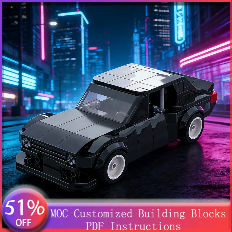 272 PCS Racing Black 8-hole muscle car MOC Customize Modular Building Block Design Kids Creative Design DIY Toy Birthday Gift