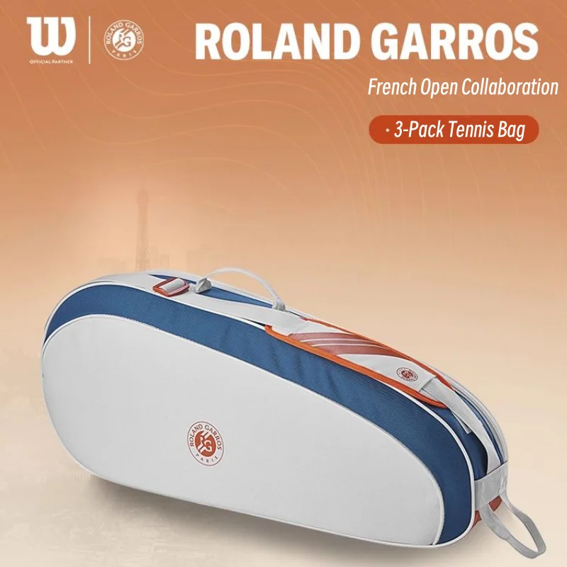 Wilson 2024 Roland Garros Zaino da tennis Borsa da tennis francese aperta multifunzionale di grande capacità Borsa per racchette da campo della squadra