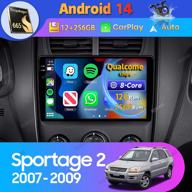 

Android 14 Carplay Auto For Kia Sportage 2 2007 2008 2009 Car Radio DSP Multimedia 2 Din Stereo Player DVD Video GPS 360 Camera