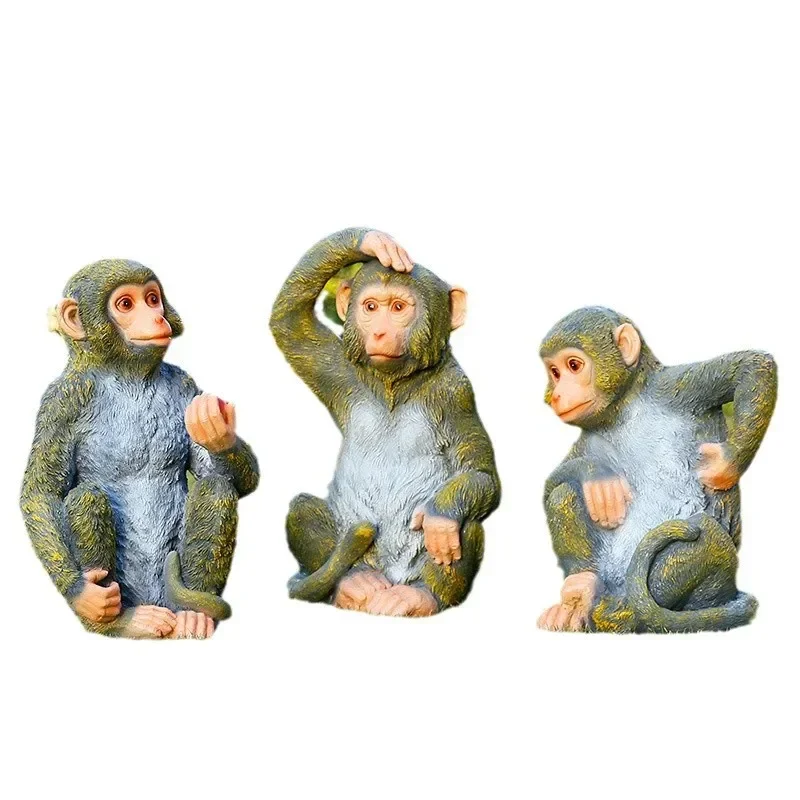 Simulation monkey ornament outdoor, fiberglass animal sculpture garden landscape garden