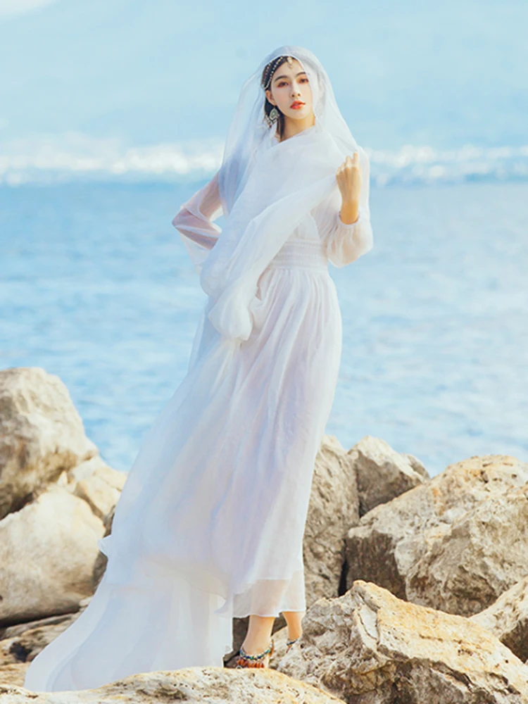 Elegant Dress White Beach Seaside Holiday Super