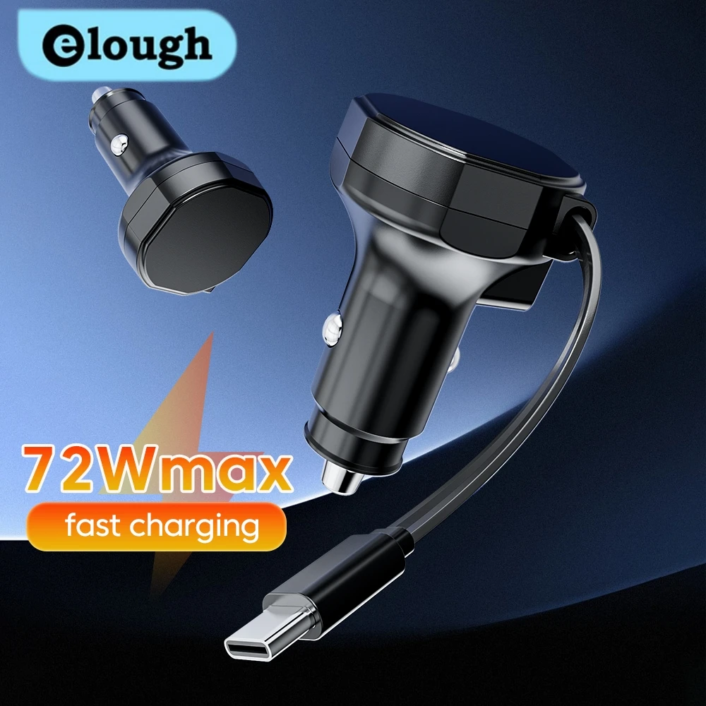 

Elough PD Telescopic Line Car Charger Transparent Car Charger Dual Type C Car Charger Fast Charging