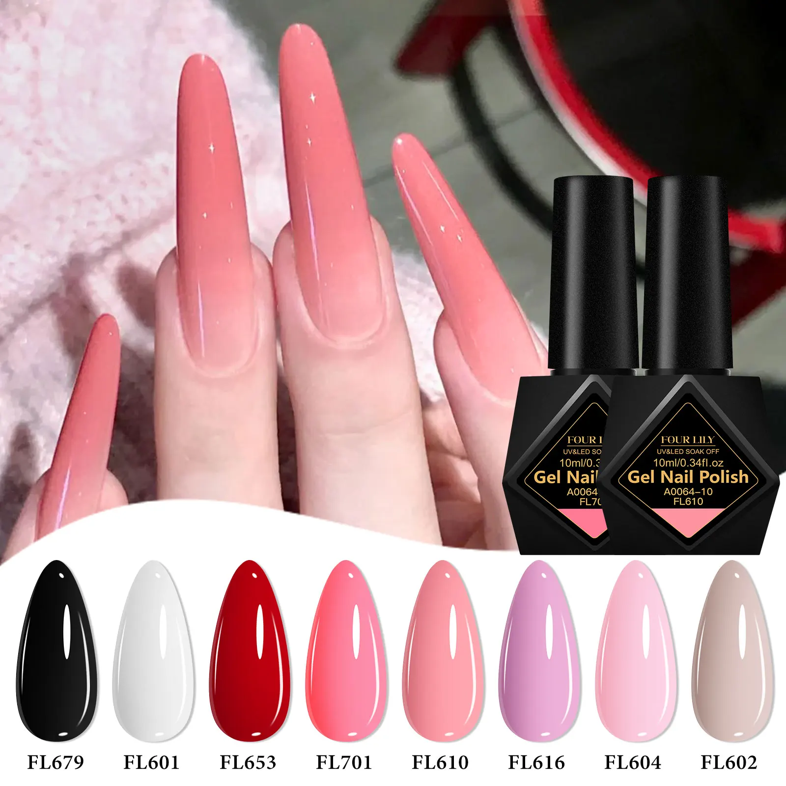 

8pcs 10ml Gel Nail Polish Set Nude Pink Red HEMA TPO FREE Semi Permanent Soak Off UV Gel Varnish Decoration Nail Supplies DIY