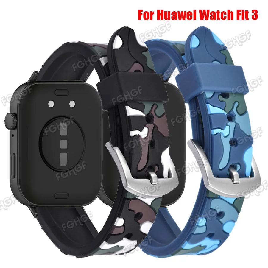 Camouflage Silicone Strap For Huawei Watch Fit 3 Smart Watch Band Replaced Correa Wristband For Huawei Fit 3 Bracelet Accessorie