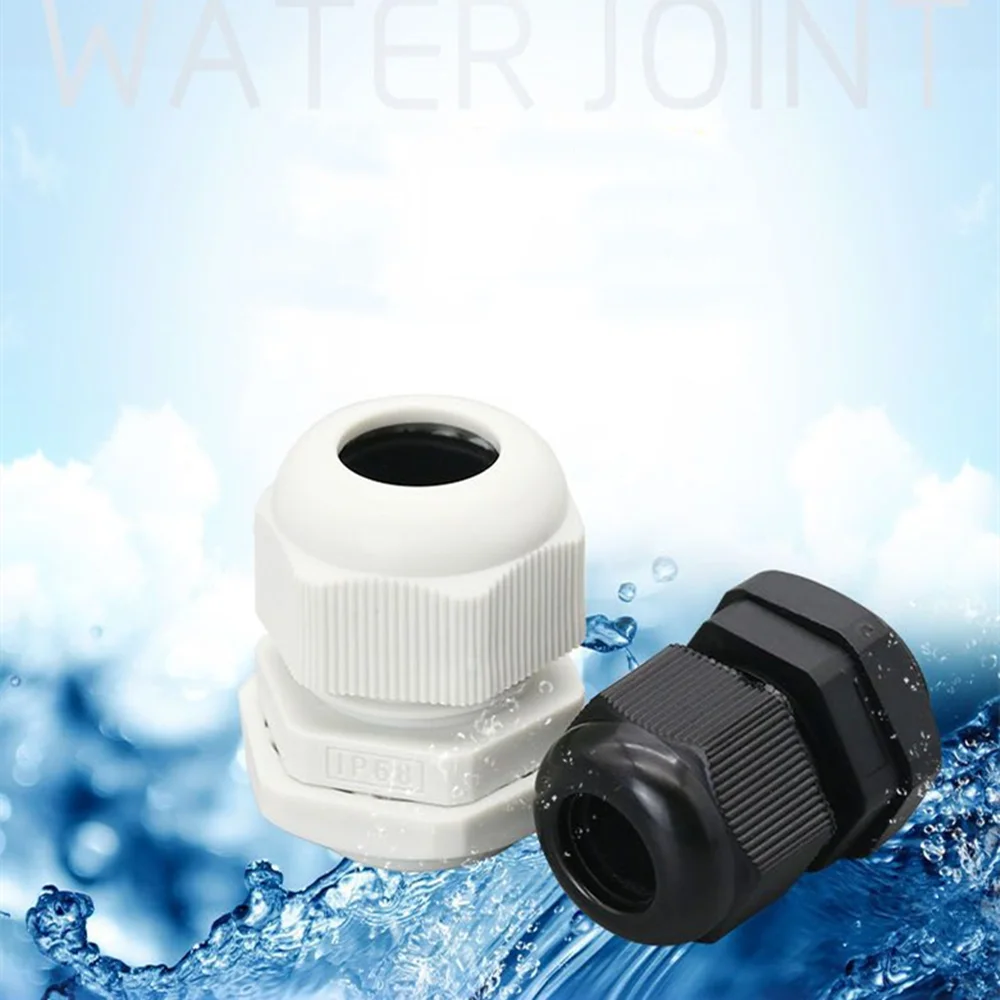 10pcs Waterproof Cable Gland Cable Entry Ip68 Adjustable Locknut Pg7 Pg9 Pg11 Pg13.5 Pg16 Black Nylon Plastic