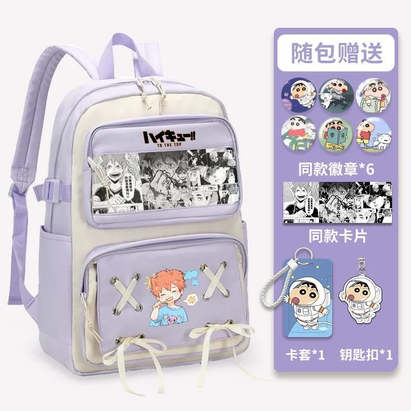 32×48×18cm Black Blue Purple, Haikyuu, Student Kids Teens School Bags, Large Capacity Mochilas Anime Backpacks For Girls Boys