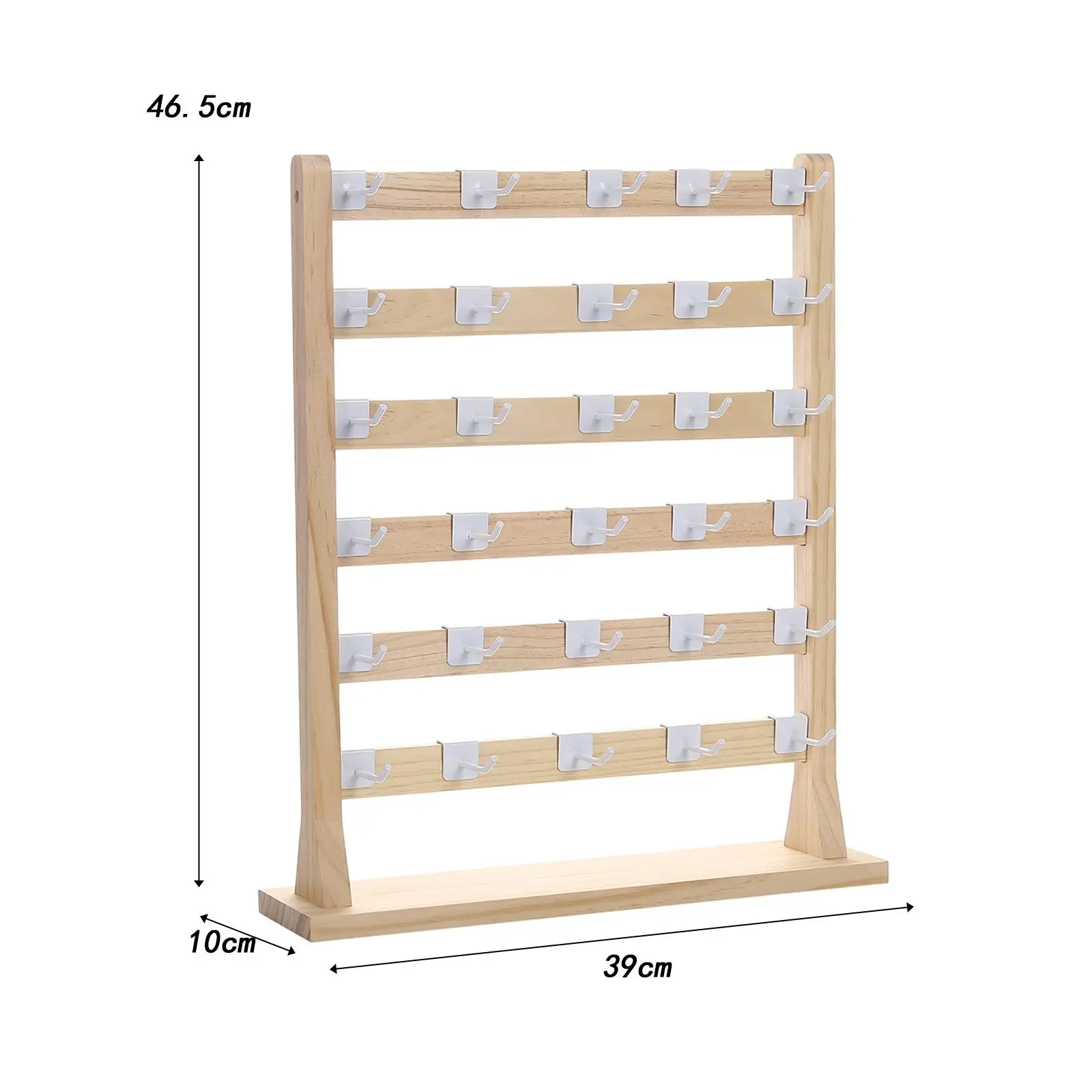 Brincos de madeira Display Stand com ganchos, brincos Showcase, cremalheira de armazenamento para brinco e braceletes, anéis suspensos e acessórios para o cabelo