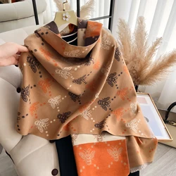 Soft and Warm Butterfly Jacquard Scarf with Fringe - Perfect for Autumn and Winter Coldproof and Windproof Fashion Shawl