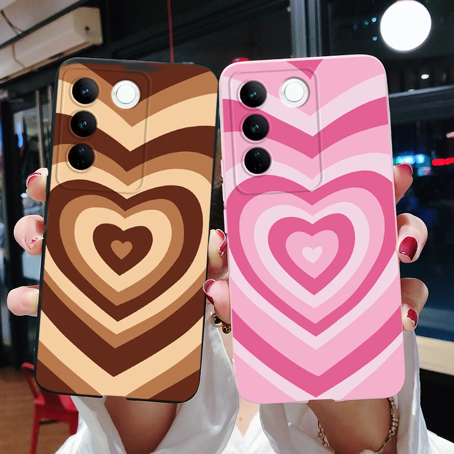 

For Vivo V27 5G Case For Vivo V27 Pro Phone Cover Silicone Soft TPU Cute Heart Bumper For Vivo V27e V2237 V 27 V27Pro Case Funda