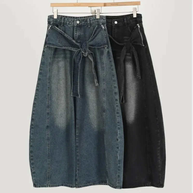 Jean en Denim à jambes larges pour femmes, taille haute, léger, asiatique, rétro, Vintage, sensation Chic, Design, pantalon de loisirs polyvalent